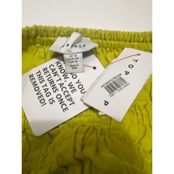 Topshop Channeled Mini Dress in Chartreuse NWT Size 12 - Picture 9 of 11